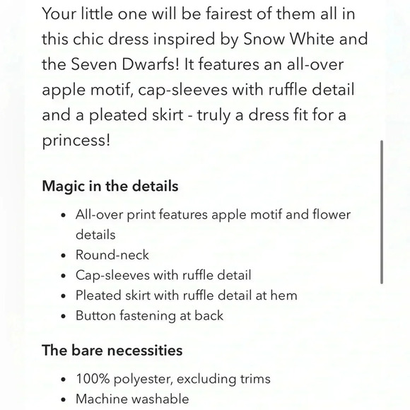 Snow White and the Seven Drawfs Dress for Girls - Picture 3 of 9
